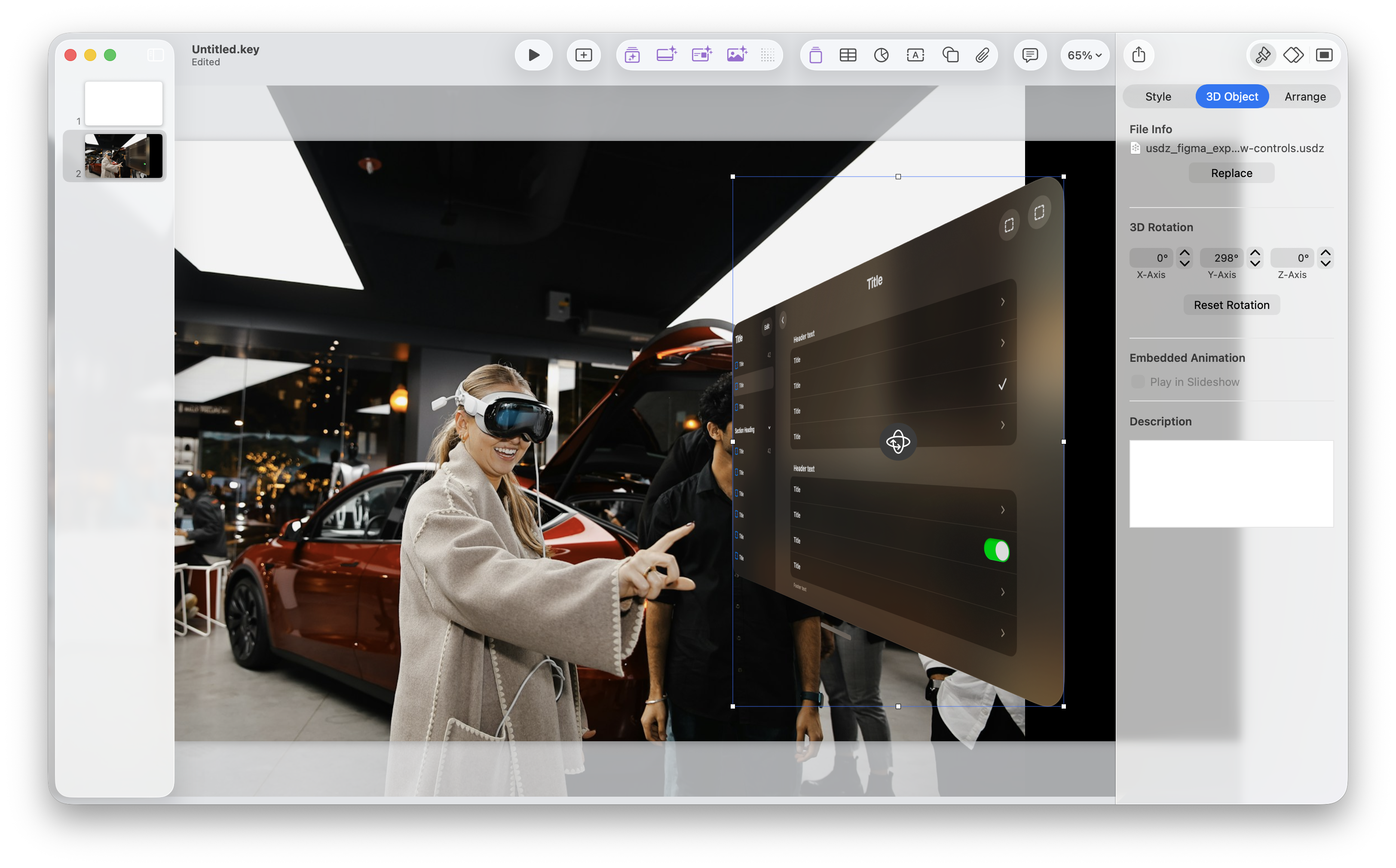 Drag and drop USDZ into Keynote to make presentations and pitches feel more real. https://www.apple.com/keynote/