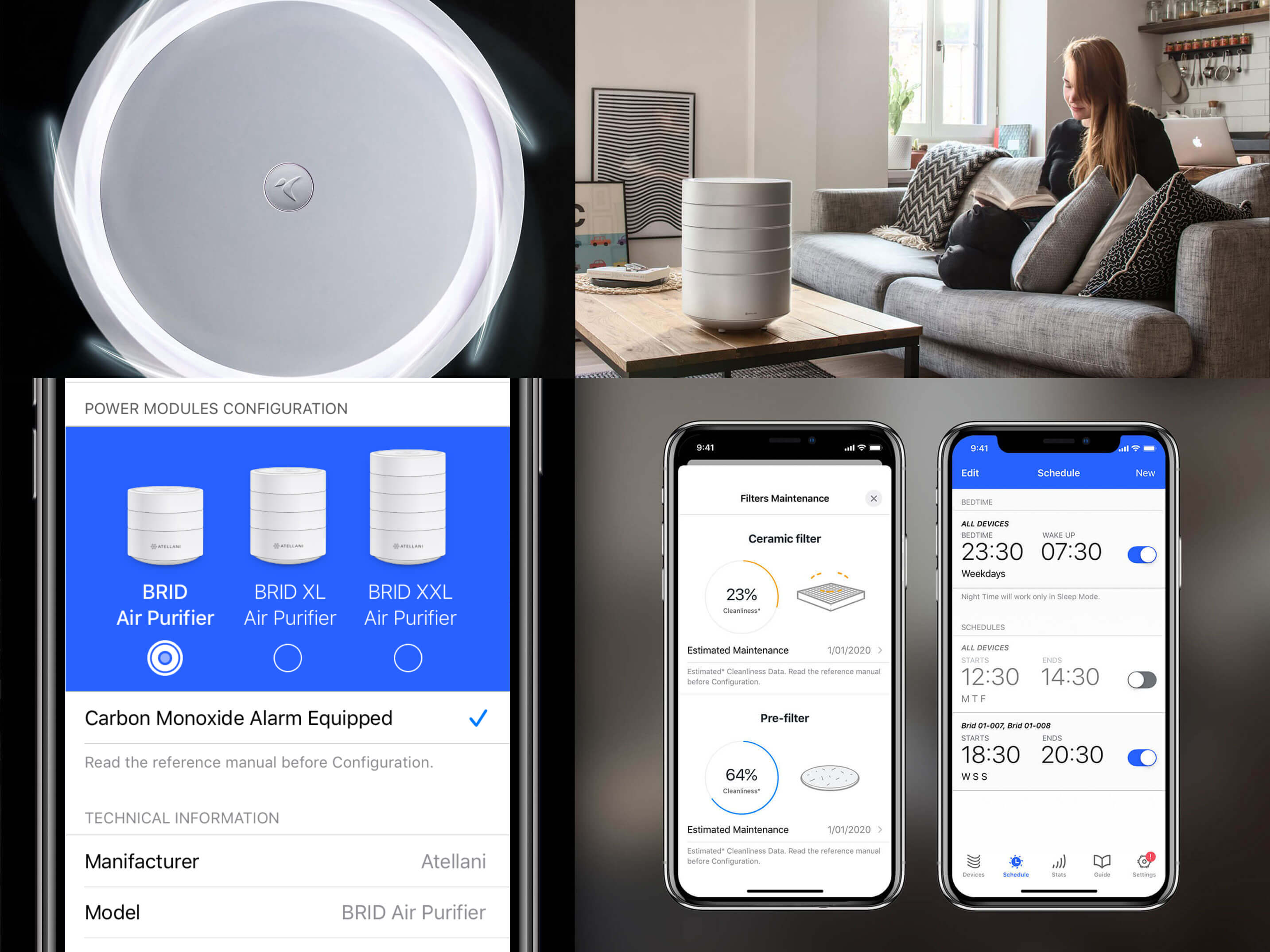 Brid App interface for monitoring air quality and receiving smart alerts.